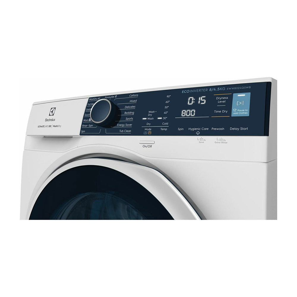 Electrolux 8kg/4.5kg Washer Dryer Combo EWW8024Q5WB, Panel perspective view