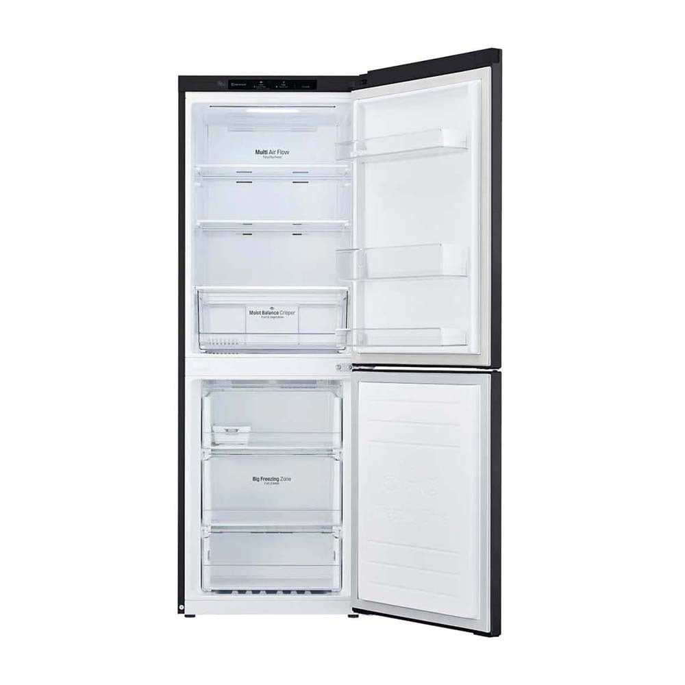 LG 306L Bottom Mount Fridge Matte Black GB-335MBL, Front view with door open 2