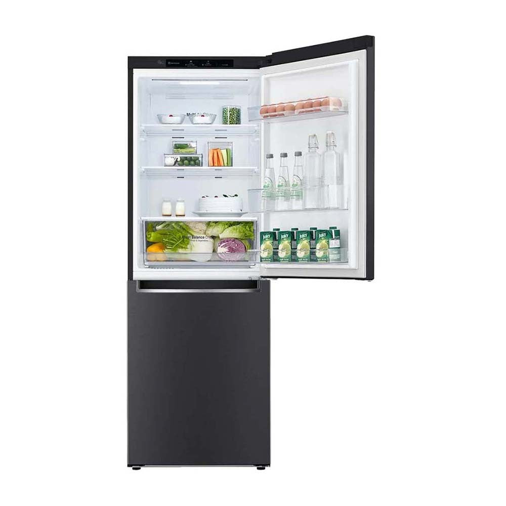 LG 306L Bottom Mount Fridge Matte Black GB-335MBL, Front single door open view