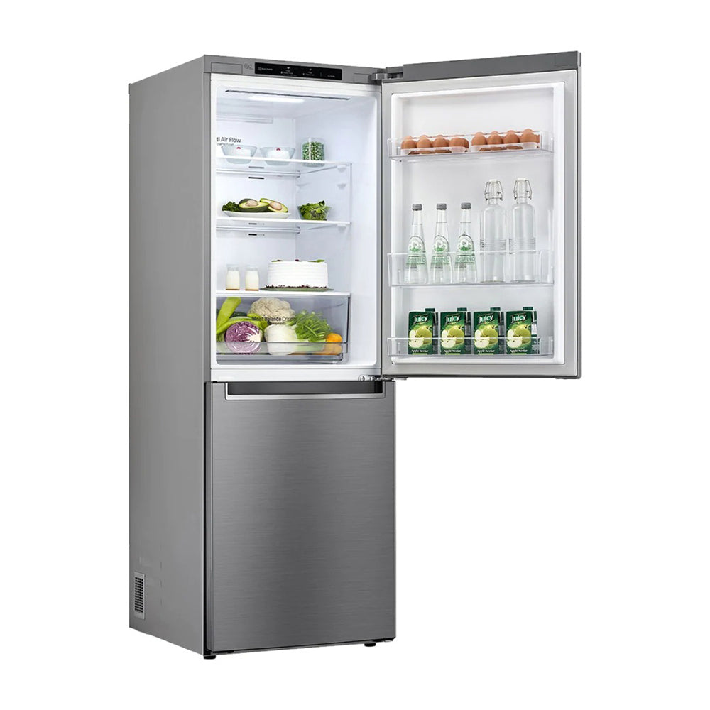 LG 306L Bottom Mount Fridge Stainless Steel GB-335PL, Front right view with open door 2