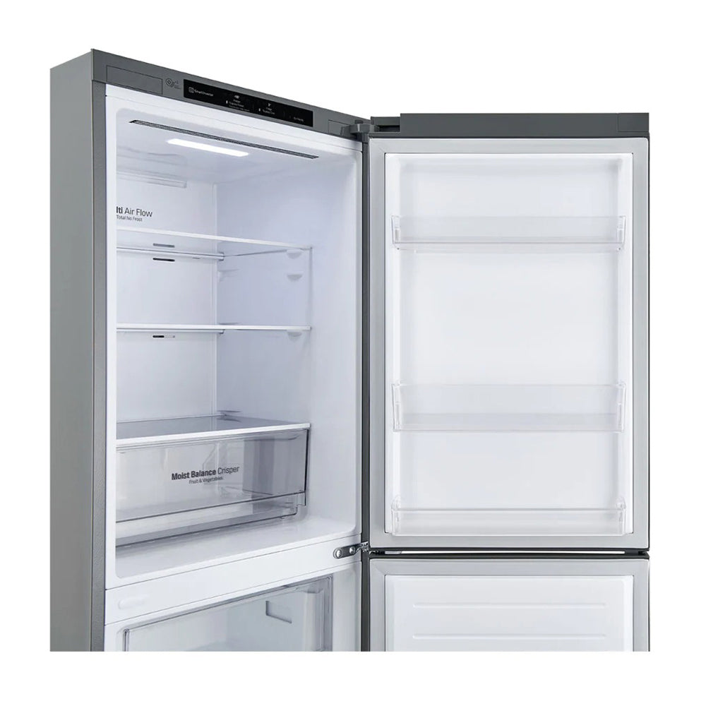 LG 306L Bottom Mount Fridge Stainless Steel GB-335PL, Front right view with open door 3