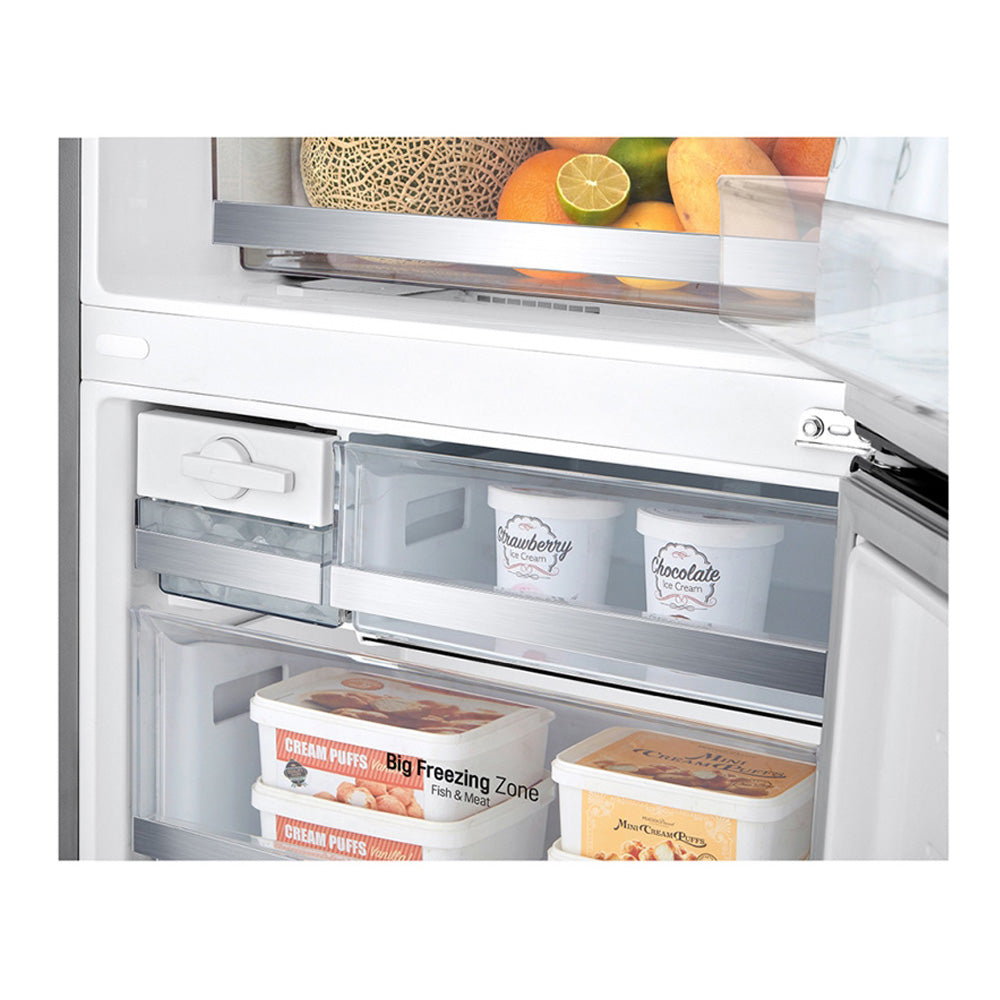 LG 420L Bottom Mount Fridge Stainless Steel GB-455PL, Bottom freezer view