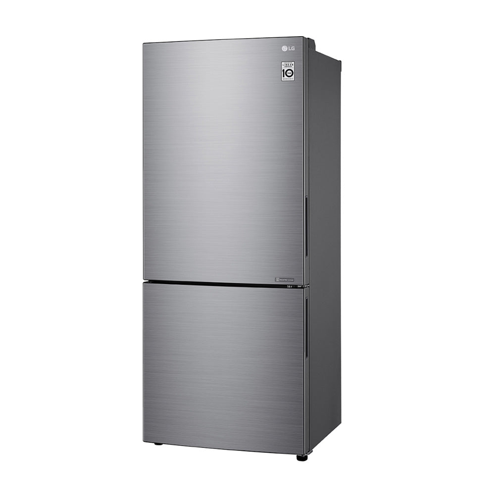 LG 420L Bottom Mount Fridge Stainless Steel GB-455PL, Front left view