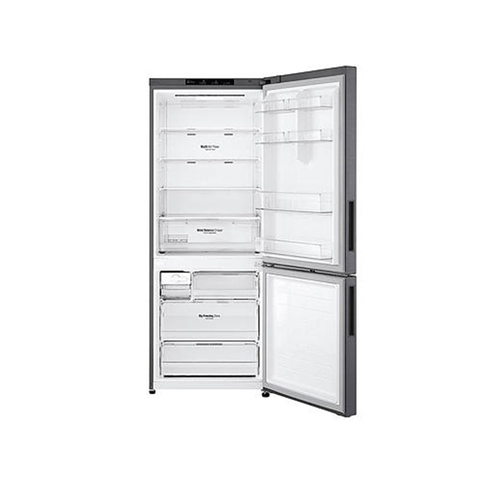 LG 420L Bottom Mount Fridge Dark Graphite GB-455UPLE, Front view with open door 1