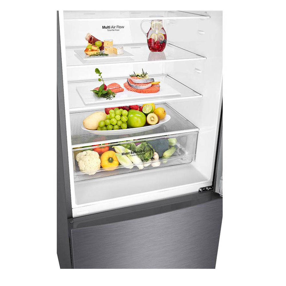 LG 420L Bottom Mount Fridge Dark Graphite GB-455UPLE, Glass shelf view 