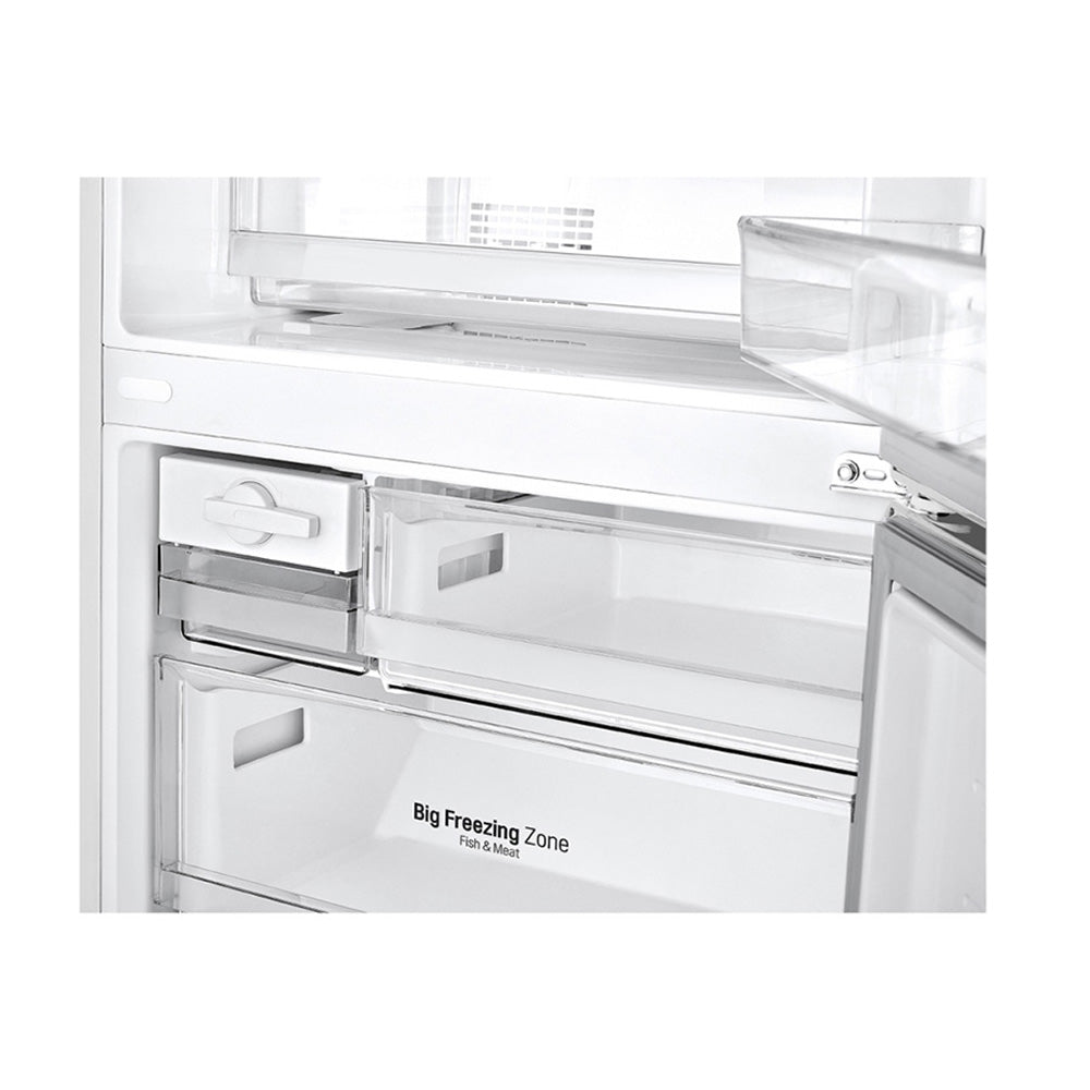 LG 420L Bottom Mount Fridge White GB-455WL, Bottom freezer view with door open