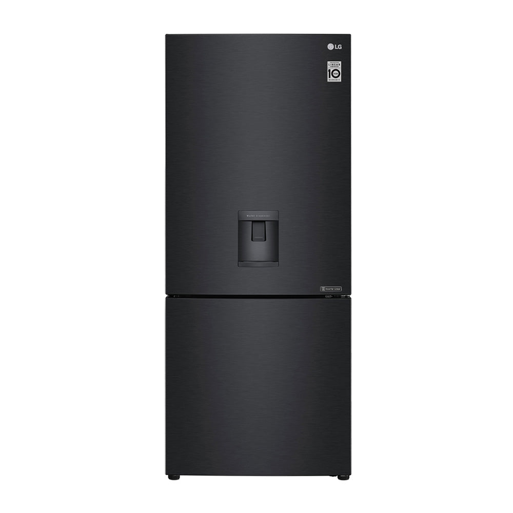 LG 420L Bottom Mount Non-Plumbed Fridge Matte Black GB-W455MBL, Front view