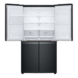 LG 664L French Door Fridge Matte Black GF-B730MBL, Front right view with 2 doors open