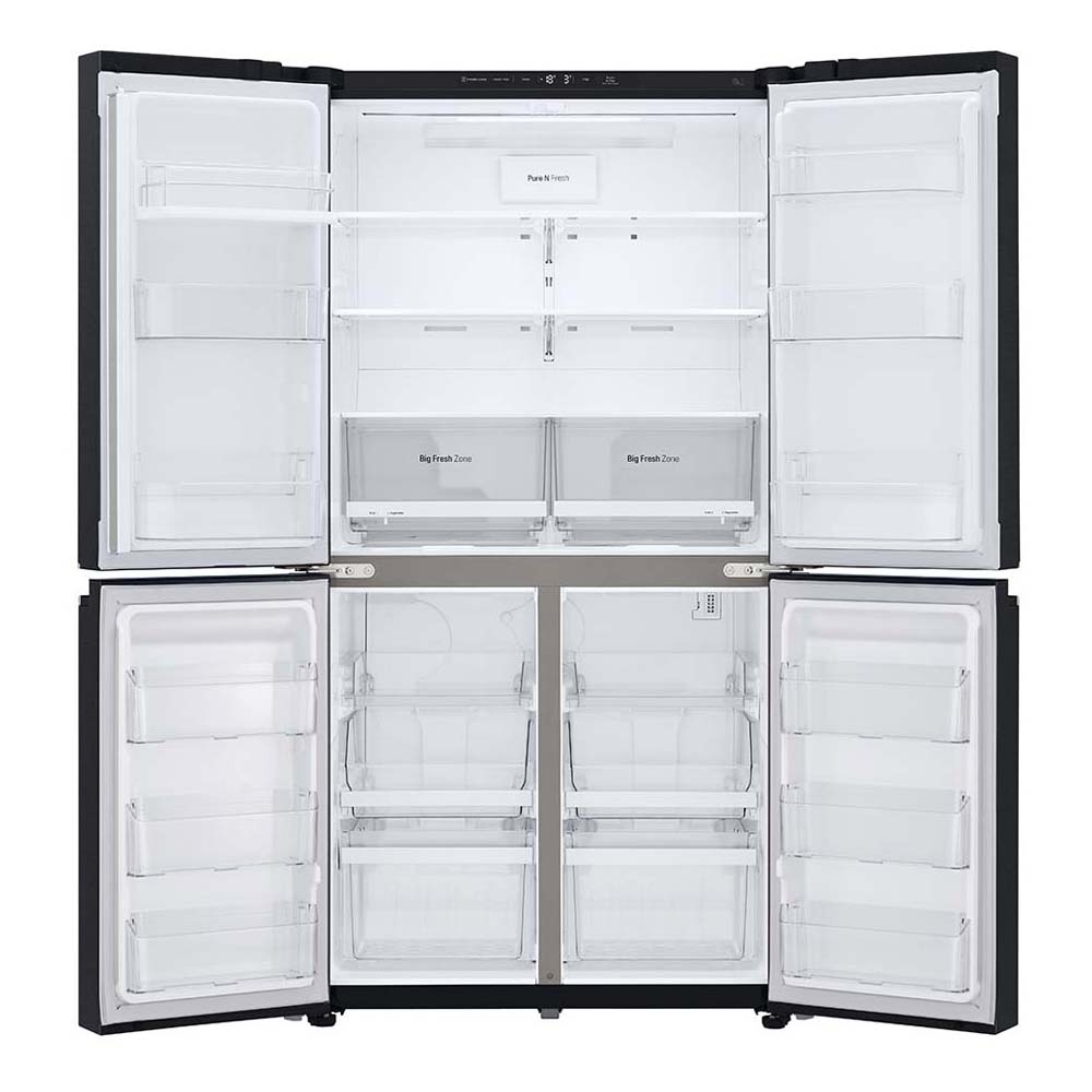 LG 664L French Door Fridge Matte Black GF-B730MBL, Front view with all doors open