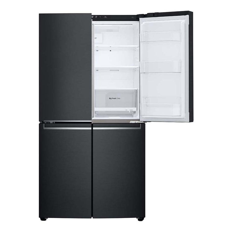 LG 664L French Door Fridge Matte Black GF-B730MBL, Front view with single door open