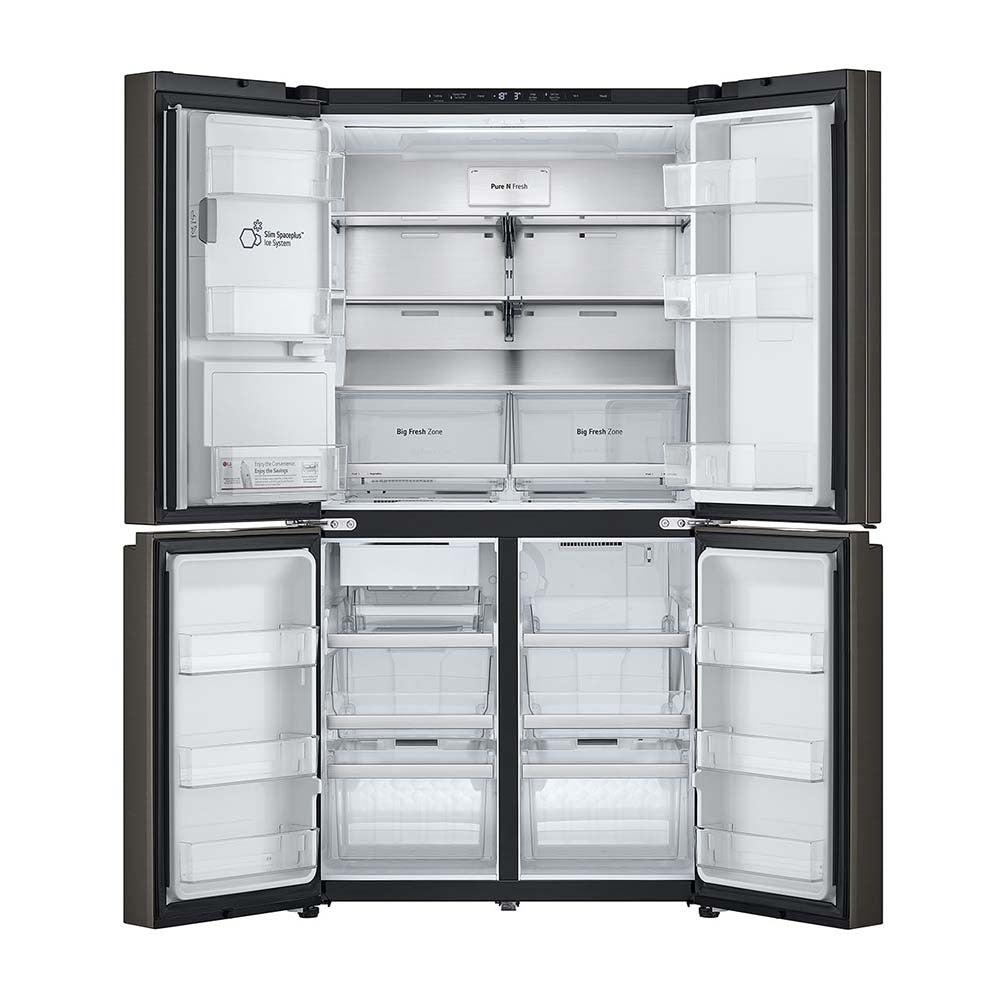 LG 638L Door in Door French Door Fridge Black Steel GF-D700BSLC, Front view with open door