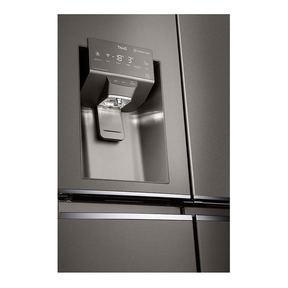 LG 637L French Door Fridge Black Steel GF-D706BSL, Water dispenser view