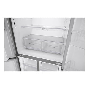 LG 506L Slim Stainless-Steel French Door Refrigerator GF-L570PL, Glass shelf and vegetable crisper drawer view 