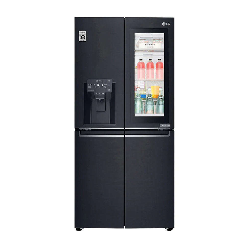 LG 508L InstaView French Door Fridge Matte Black Steel GF-V570MBL, Front view