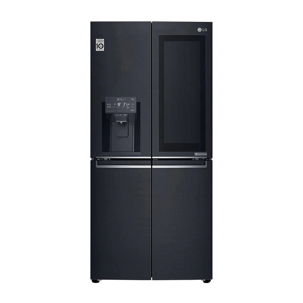 LG 508L InstaView French Door Fridge Matte Black Steel GF-V570MBL, Front view 1