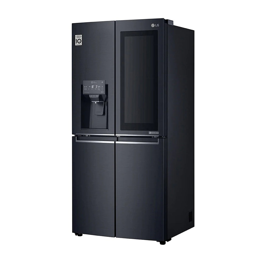 LG 508L InstaView French Door Fridge Matte Black Steel GF-V570MBL, Front left view 