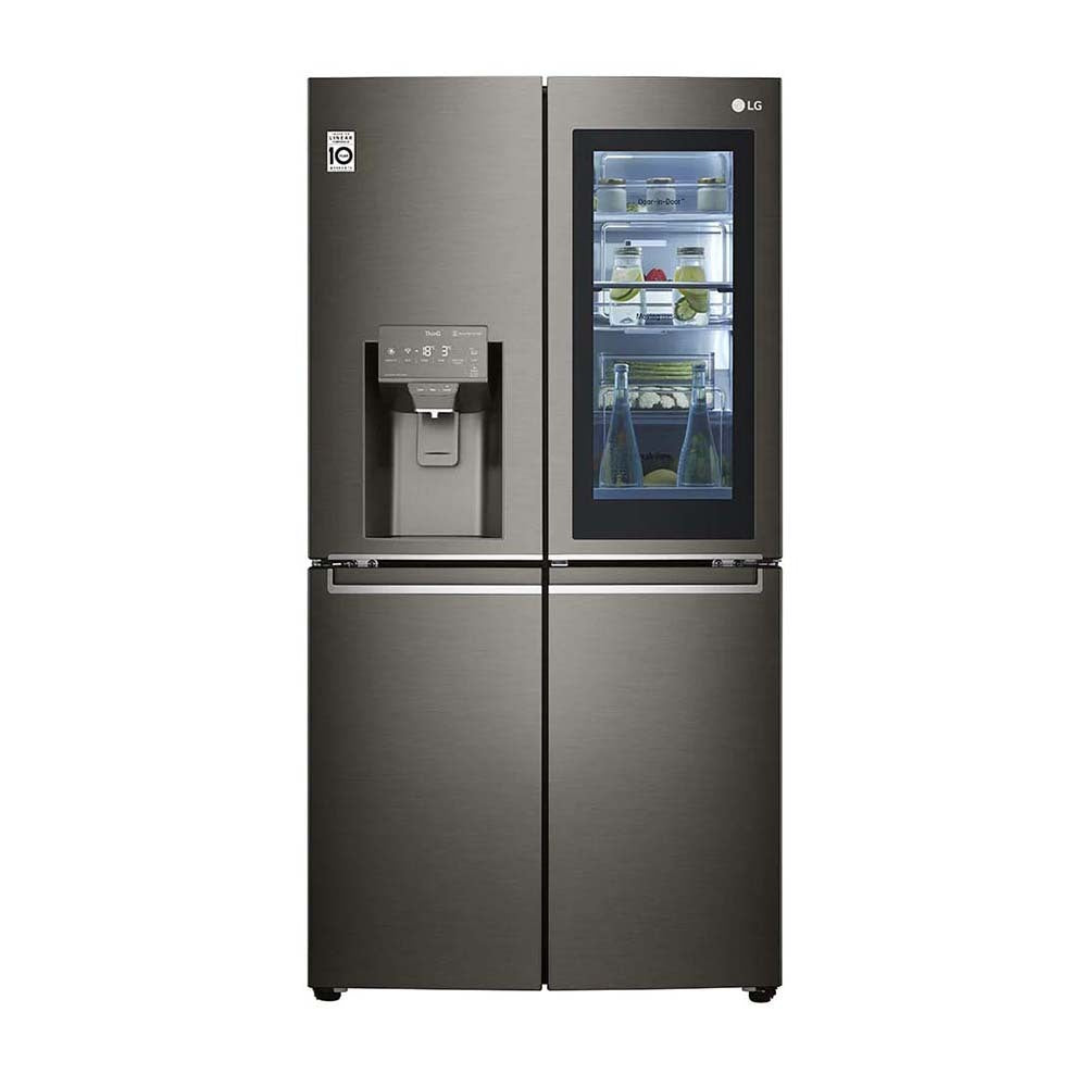 LG 637L InstaView French Door Fridge Black Steel GF-V706BSL, Front view