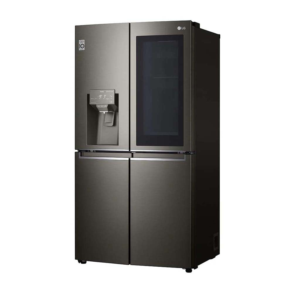 LG 637L InstaView French Door Fridge Black Steel GF-V706BSL, Front left view