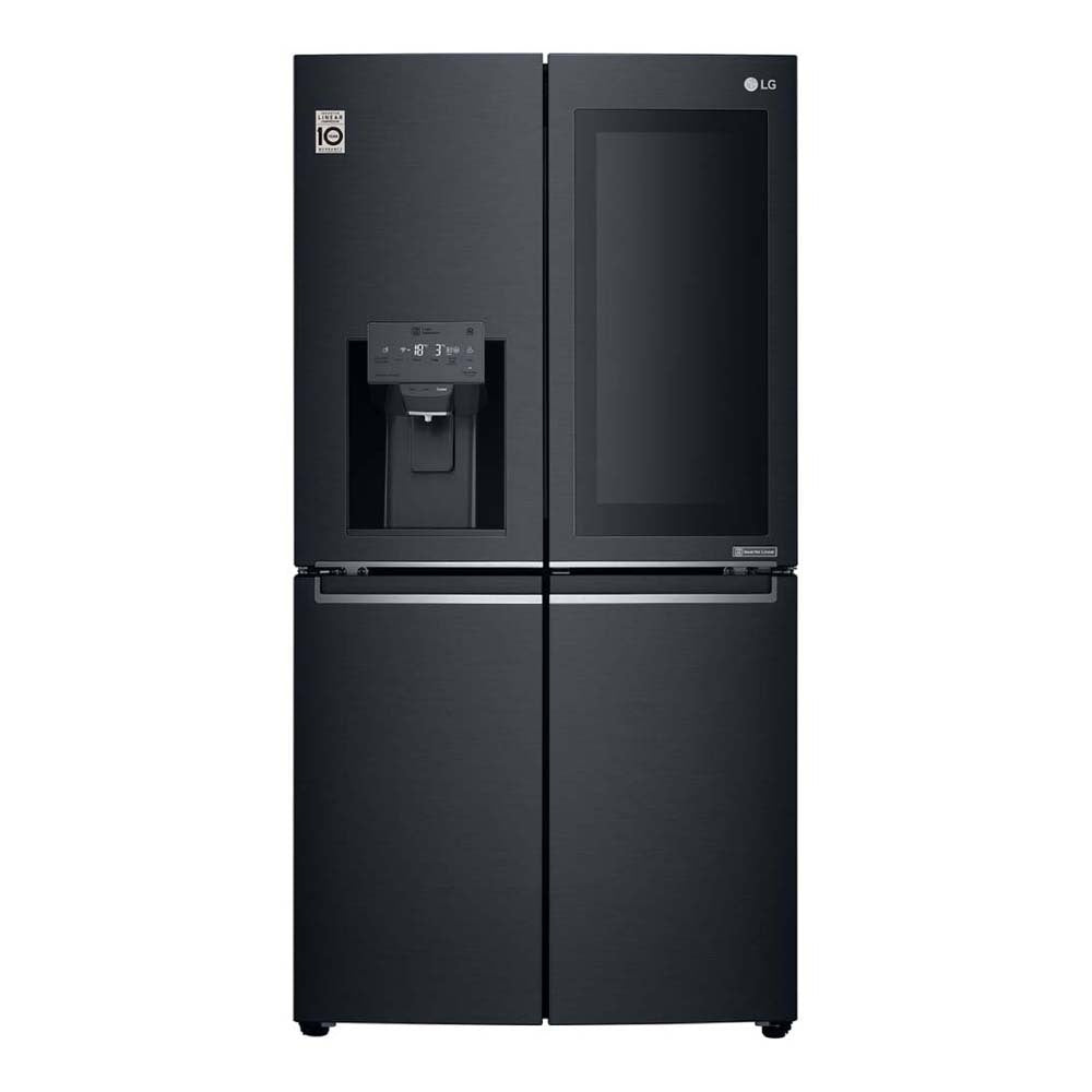 LG 852L InstaView French Door Fridge Matte Black GF-V910MBL, Front view