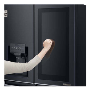 LG 852L InstaView French Door Fridge Matte Black GF-V910MBL, Top door view