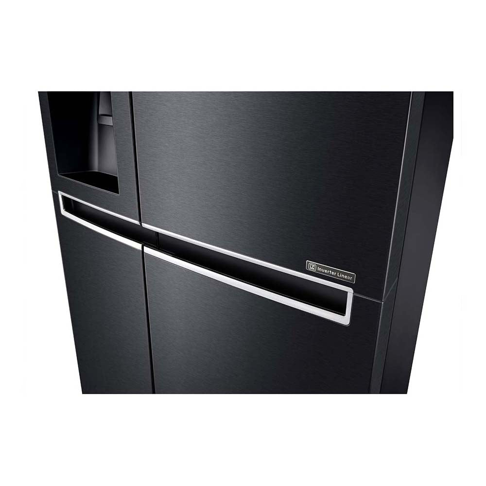LG 668L Side By Side Fridge Stainless Steel GS-L668MBNL, Door perspective view