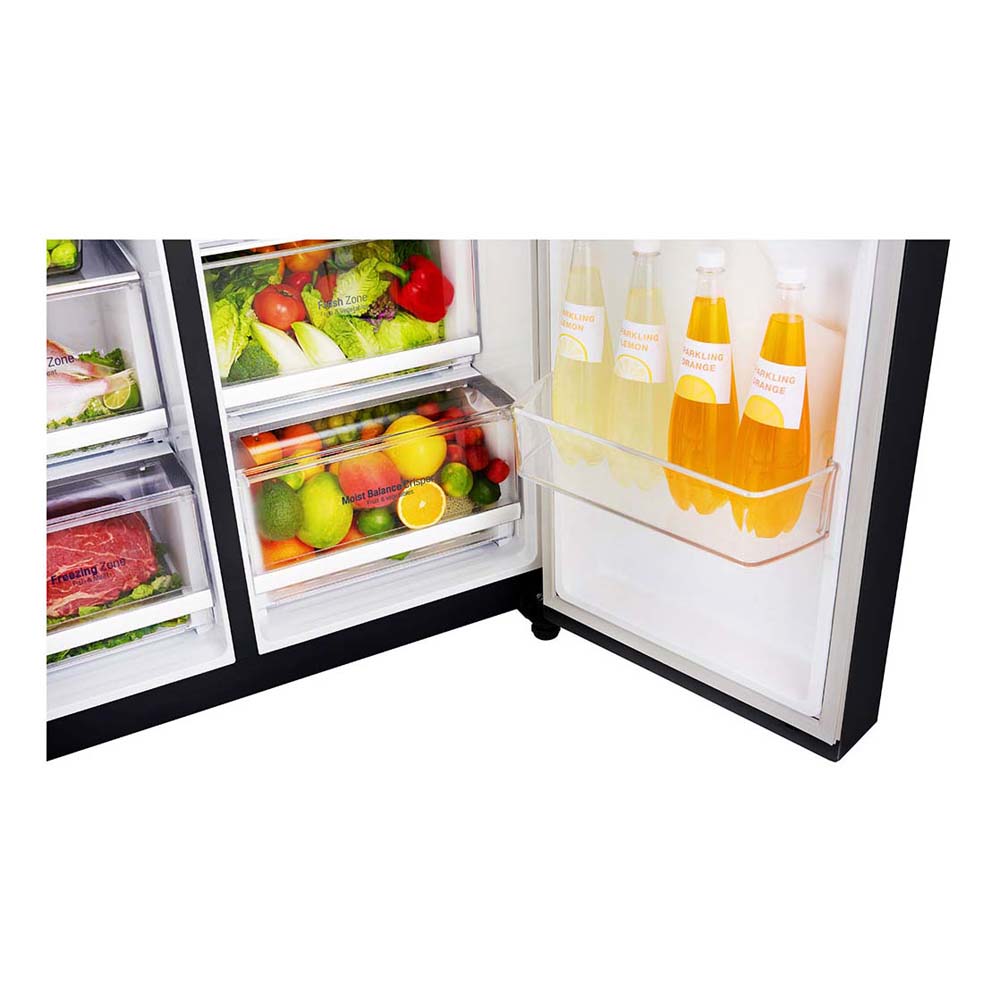 LG 668L Side By Side Fridge Stainless Steel GS-L668MBNL, Bottom open