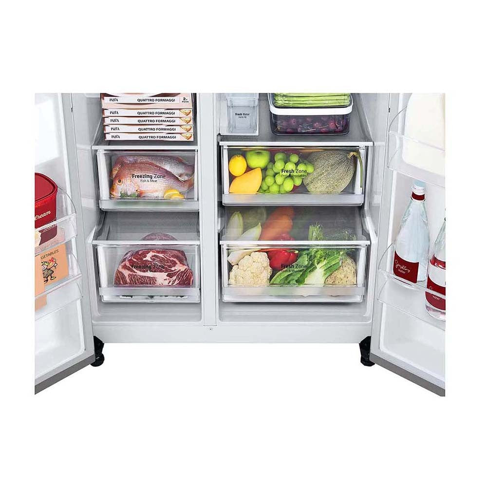 LG 635L Side by Side Fridge Stainless Steel GS-N635PL