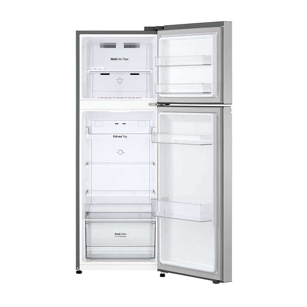 LG 243L Top Mount Fridge Stainless Steel GT-1S, Front view with open doors