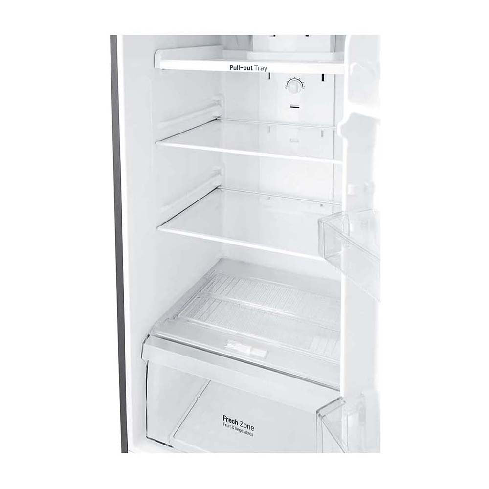 LG 254L Top Mount Fridge GT-279BPL,Glass shelf and vegetable crisper drawer view 