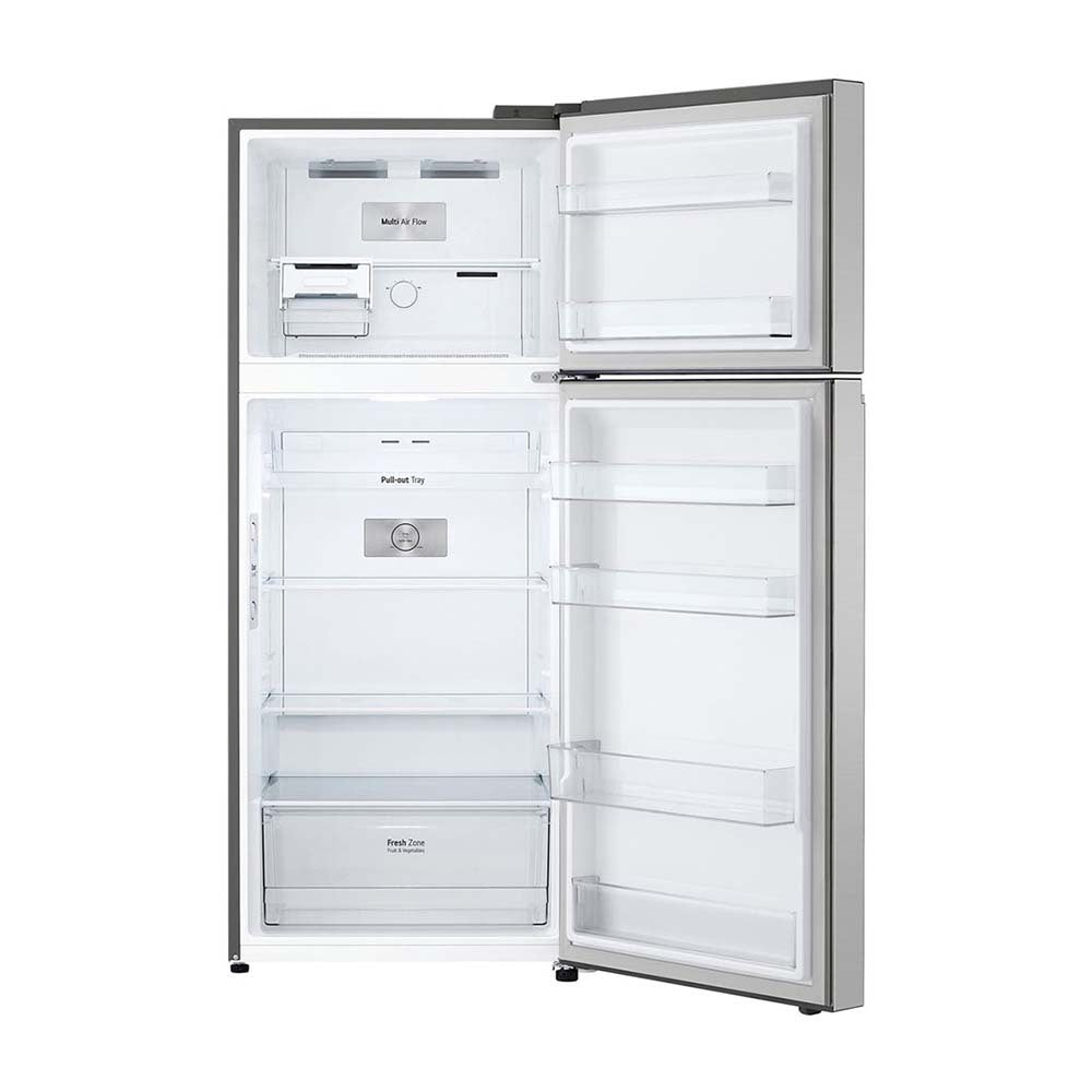 LG 375L Top Mount Fridge Stainless Steel GT-5S, Front view with open doors