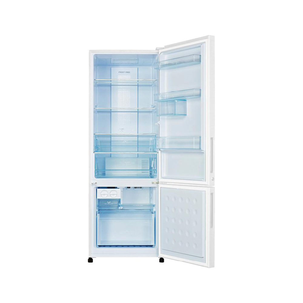 Haier 342L Bottom Mount Fridge White HBM340WH1, Front view with door open