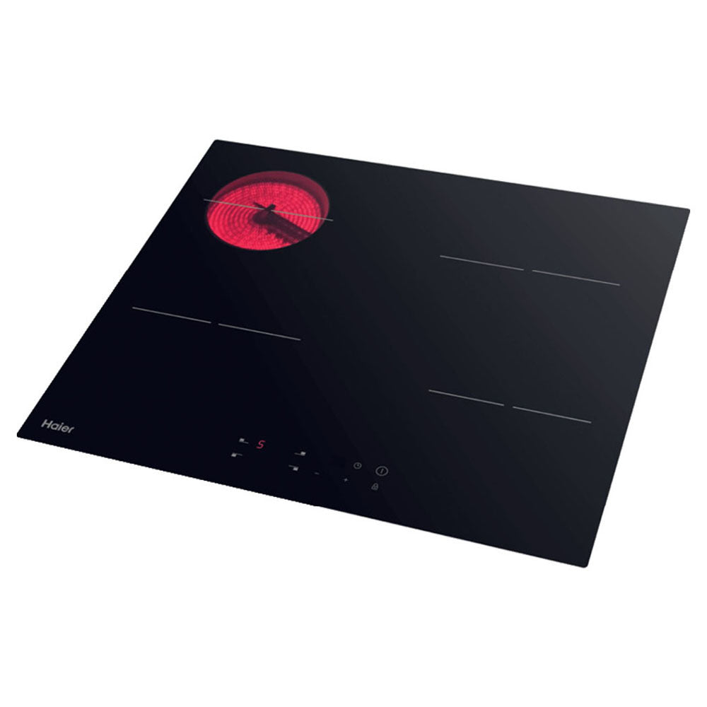 Haier HCE604TB3 60cm Electric Cooktop, Front top view 3