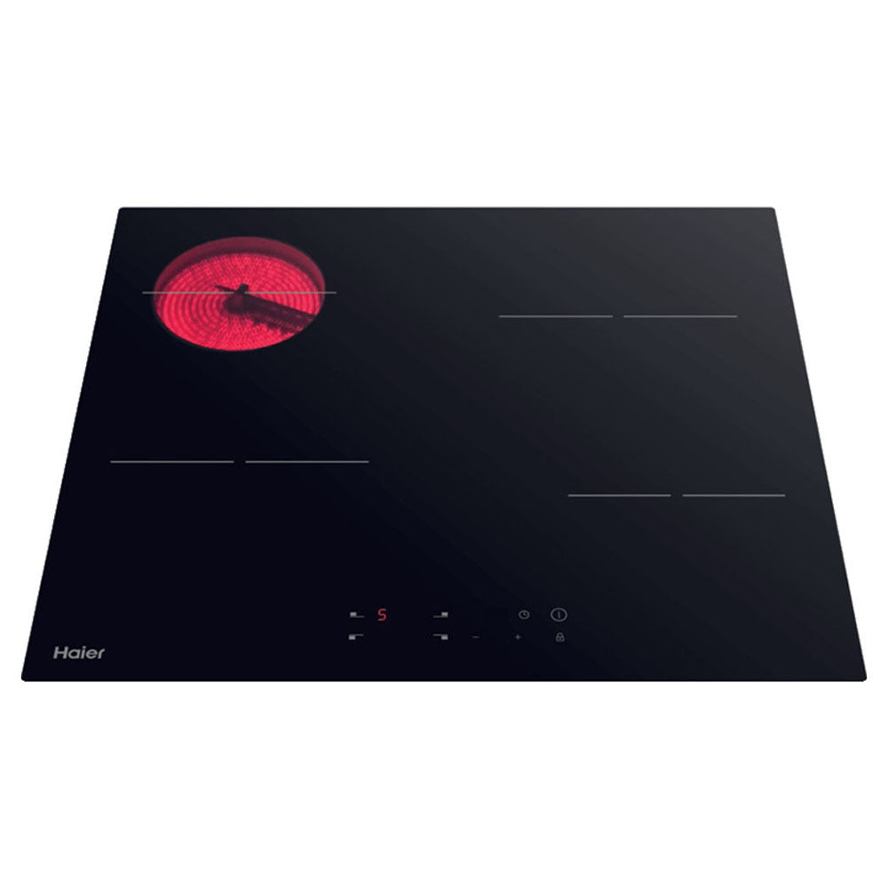 Haier HCE604TB3 60cm Electric Cooktop, Front top view