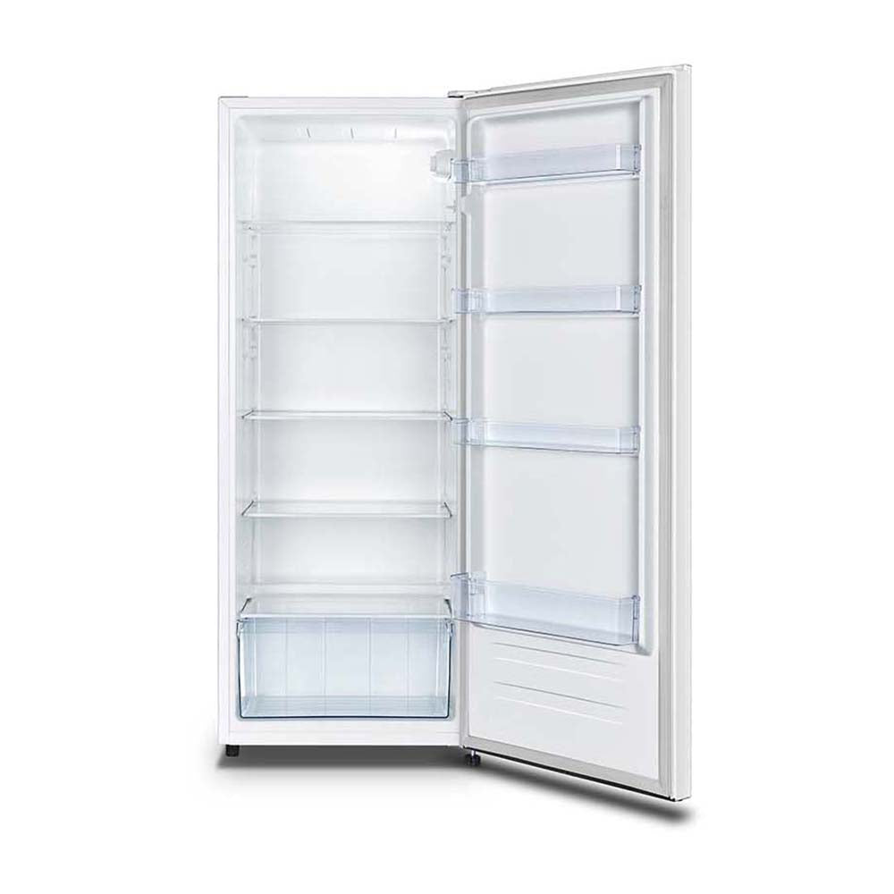 Hisense 243L Upright Fridge White HRAF242, Front view with door open