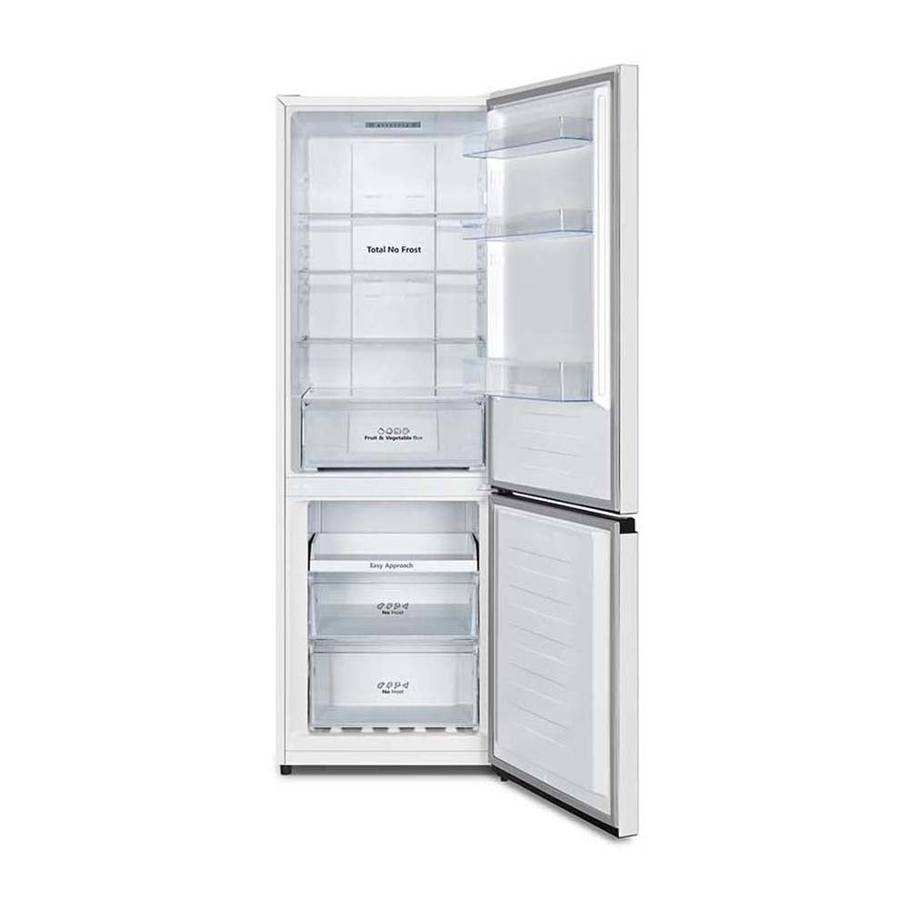 Hisense 312L Bottom Mount Fridge White HRBM321, Front view with doors open