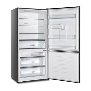 Hisense 482L PureFlat Bottom Mount Refrigerator HRBM482BW, Front right view with door open 2