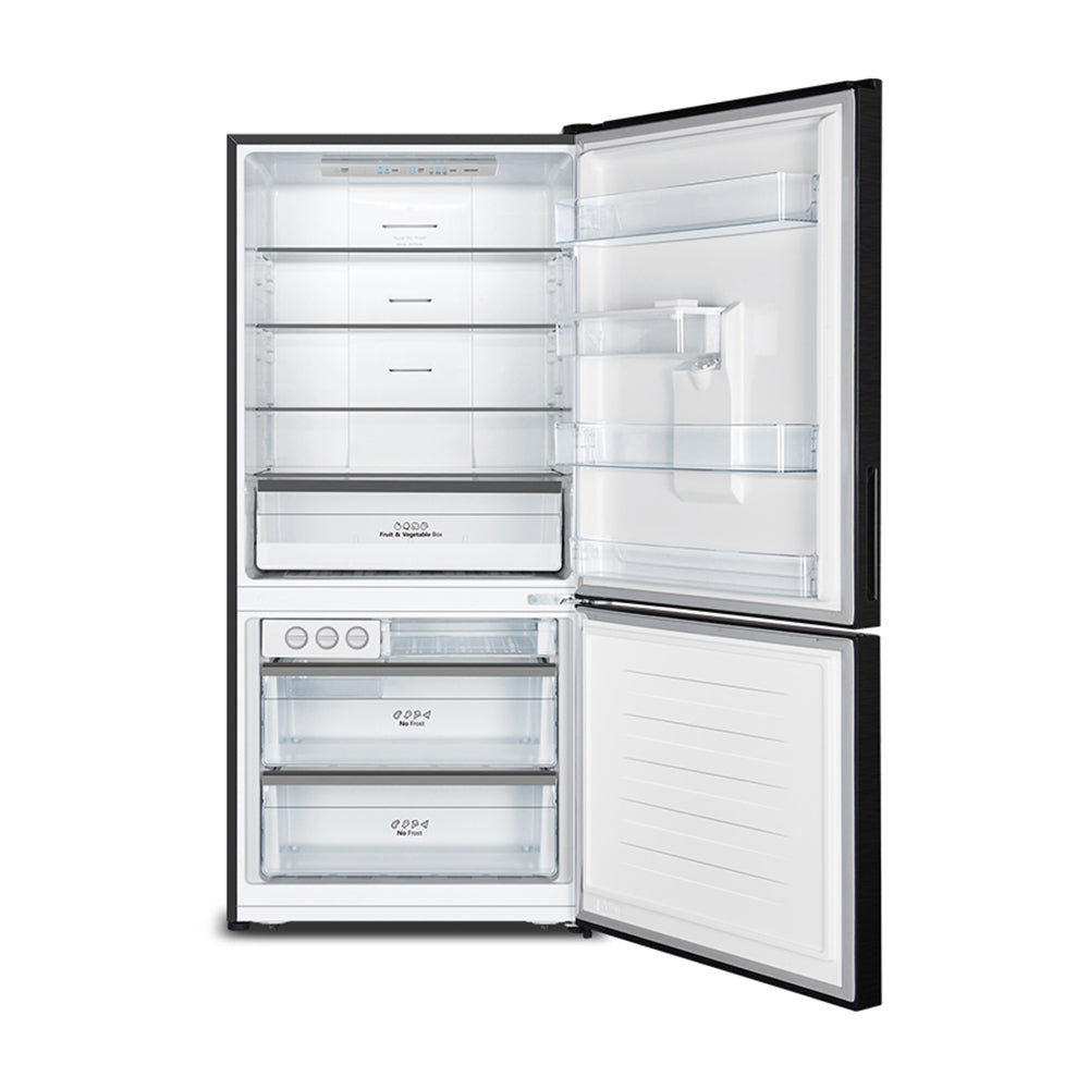 Hisense 482L PureFlat Bottom Mount Refrigerator HRBM482BW, Front view with door open