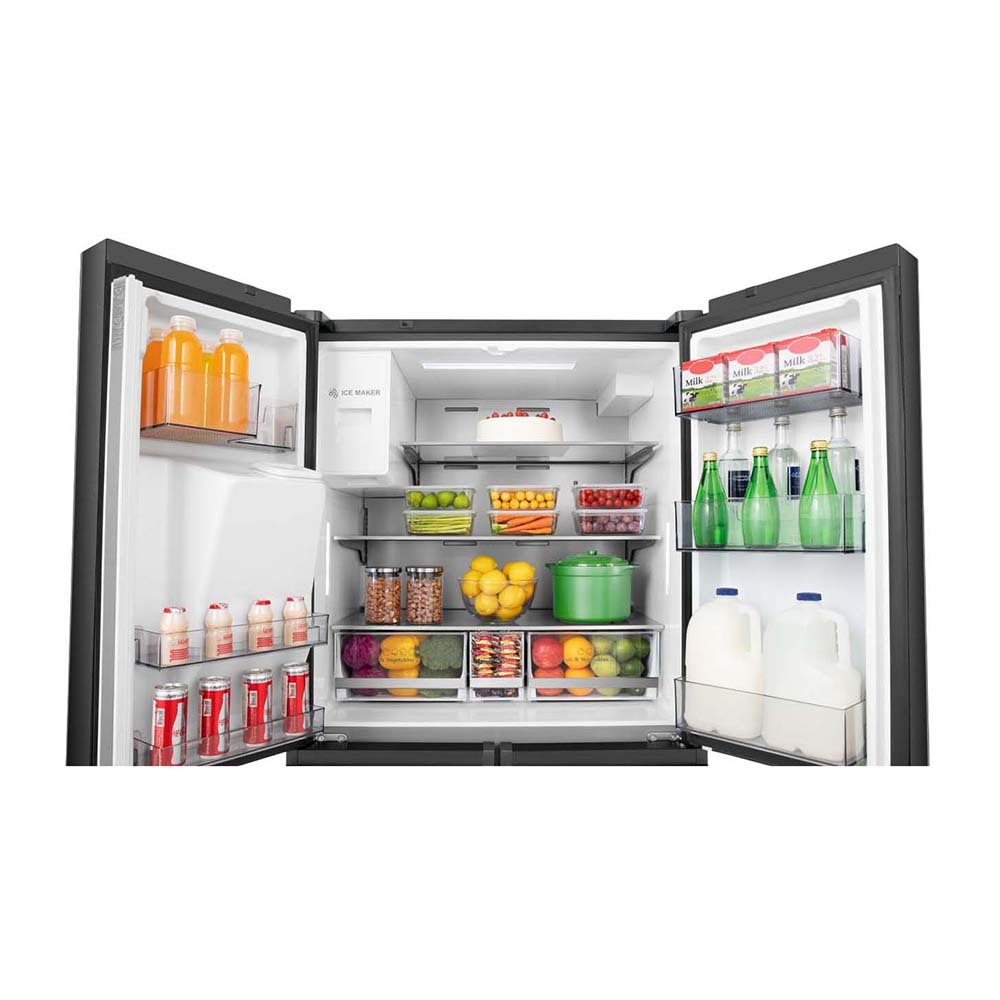 Hisense 585L PureFlat French Door Refrigerator HRCD585BW, Top open with food items