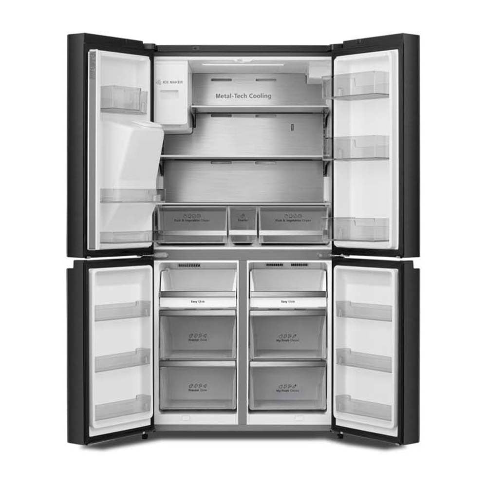 Hisense 585L PureFlat French Door Refrigerator HRCD585BW, Front view with doors open