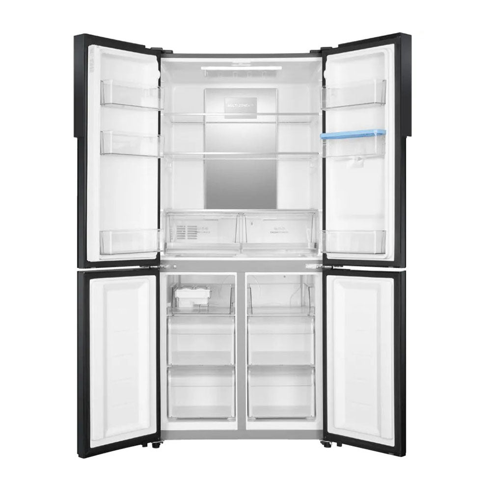 Haier HRF516YHC 466L Quad Door Fridge Black, Front view with all door open