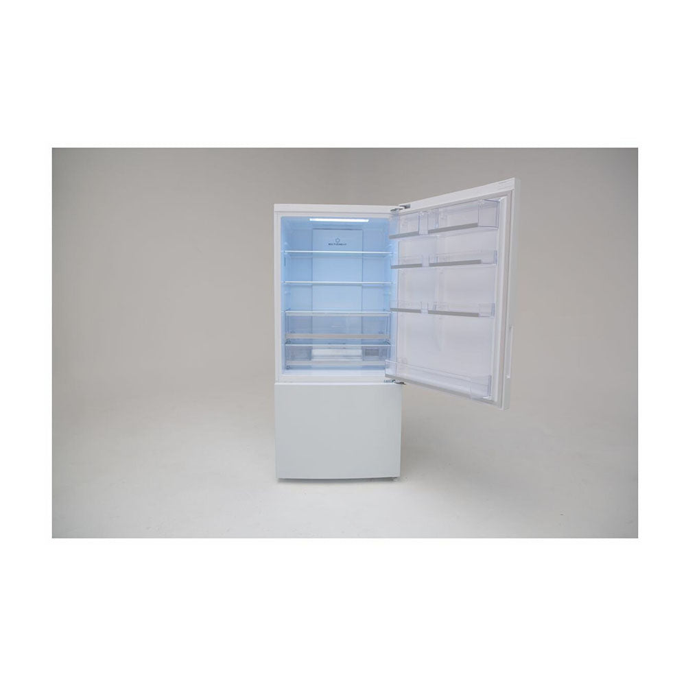 Haier HRF520BW 498L Bottom Mount Fridge White, Front view with single door open