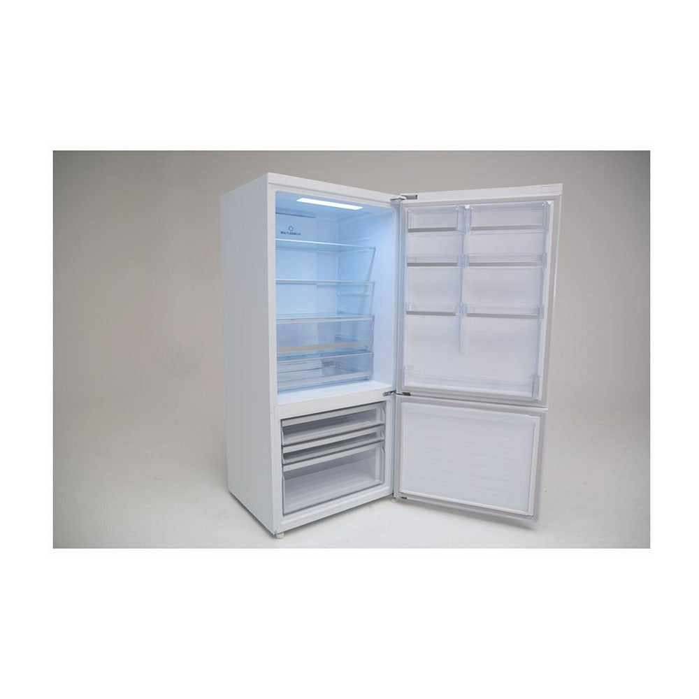 Haier HRF520BW 498L Bottom Mount Fridge White, Front right view with both door open