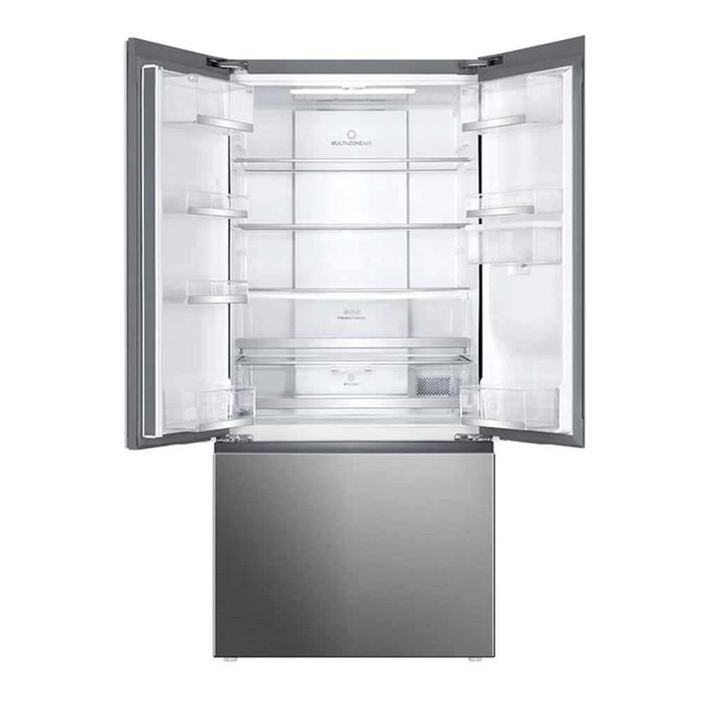 Haier HRF520FHS 492L French Door Fridge Satina Silver, Top open