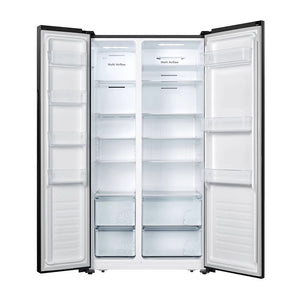 Hisense 519L Side By Side Fridge HRSBS519B, Front view with doors open