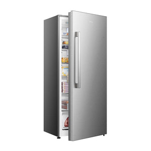 Hisense 384L Hybrid Fridge Freezer Stainless Steel HRVF384S, Front right view