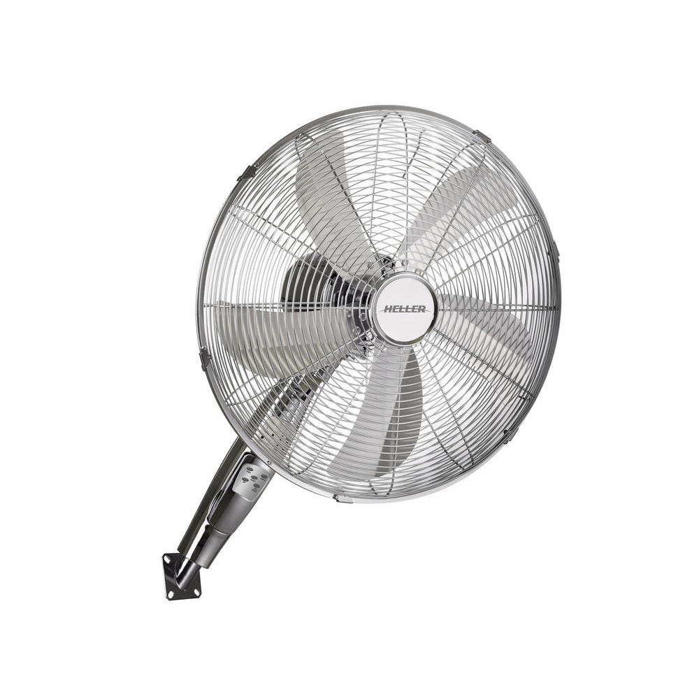 Heller HRWF40C 40cm Silver Metal Wall Fan with Remote Control + 8 Hour Timer