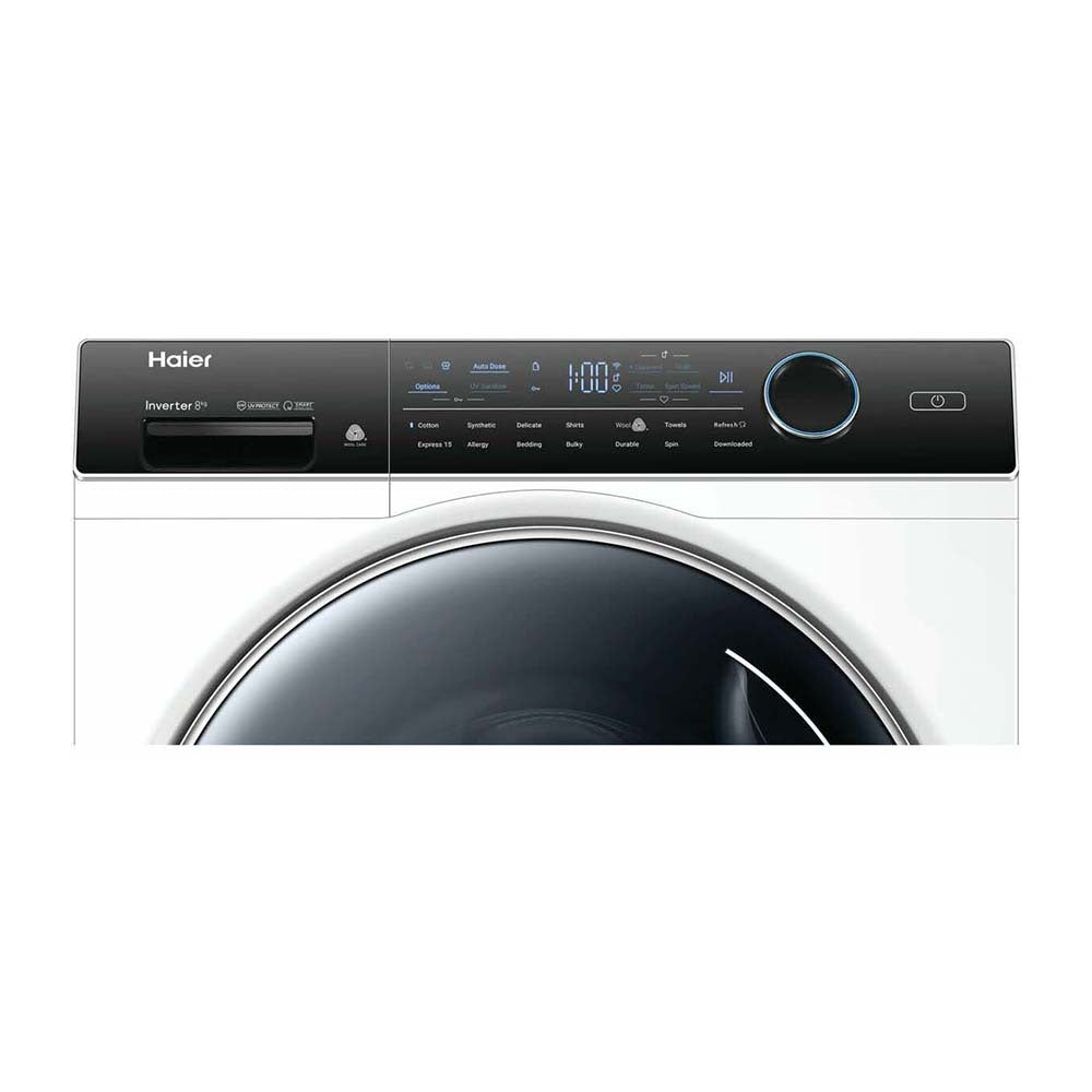 Haier 8kg Front Load Washer with UV Protect HWF80AN1, Panel perspective view