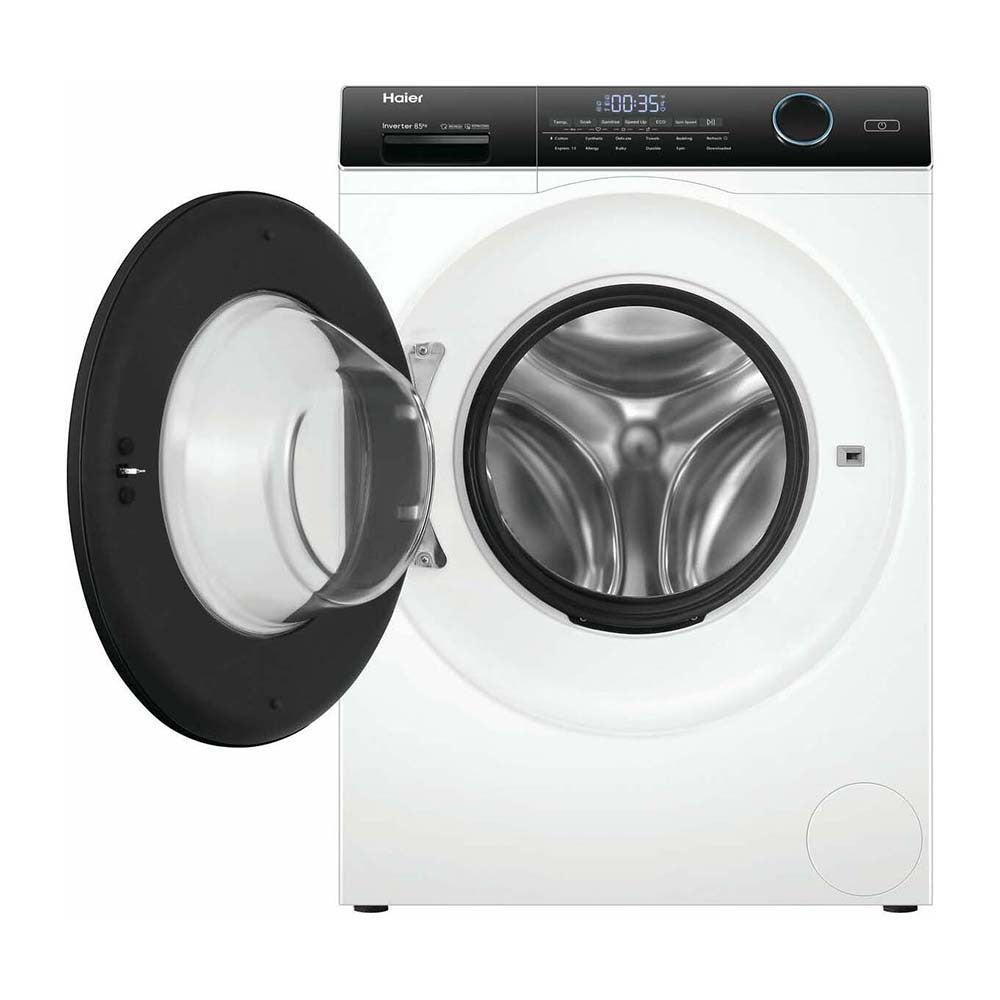 Haier 8.5kg Front Load Washer with Steam HWF85AN1, Front view with open door