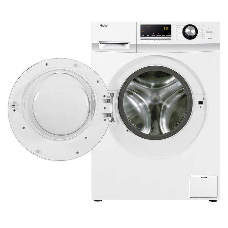 Haier HWF85BW1 8.5 kg Front Load Washing Machine, Front view door open