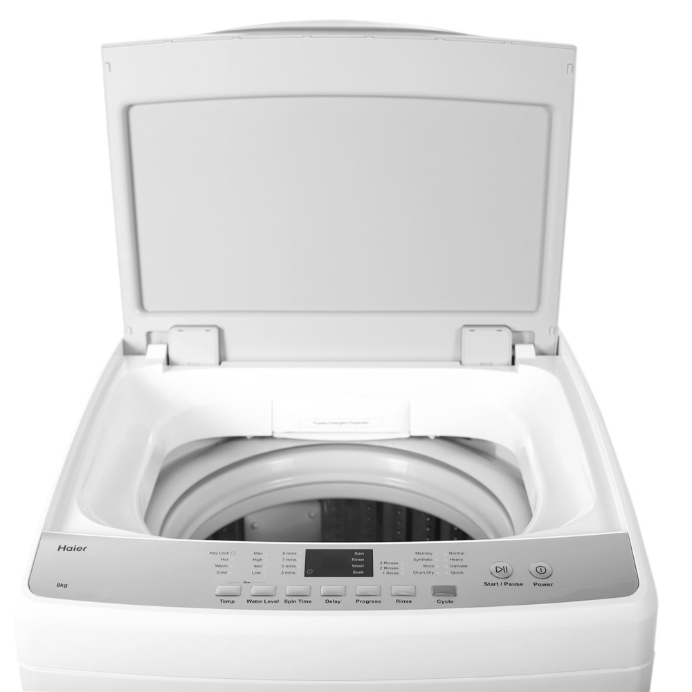 Haier 8kg Top Load Washing Machine HWT80AW1, Front top view